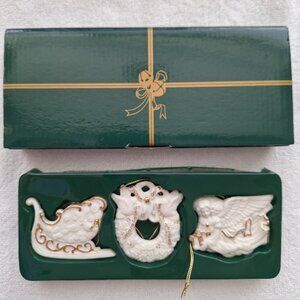 NEW Vintage AVON Bisque Gold Ornaments Set of 3